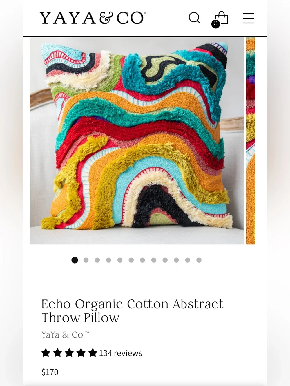 YaYa & Co Echo abstract throw pillow cover vibrant tufted boho cotton square